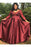 A Line V Neck Satin Prom with 3/4 Sleeves Floor Length Appliques Plus Size Dress - Prom Dresses