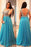 A-Line V-neck Sleeveless Beading Brush Train Chiffon Plus Size Prom Dresses - Prom Dresses