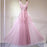 A-Line V-Neck Sleeveless Tulle Prom with Lace Appliques Long Homecoming Dress - Prom Dresses