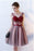 A Line V Neck Sleeveless Tulle Short Prom with Flowers Cheap Homecoming Dress - Prom Dresses