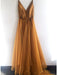 A Line V Neck Spaghetti Straps Tulle Prom Dresses
