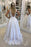 A-Line V-Neck White Sleeveless Backless Tulle Long Prom Dress with Appliques - Prom Dresses