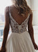 A Line V Neck White Wedding Dresses with Sweep Train, White V Neck Long Prom Dresses, White Formal Dresses Evening Dresses