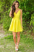 A-line V-Neck Yellow Spaghetti Straps Ruched Homecoming Dress Mini Satin Party Dresses - Prom Dresses