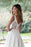 A Line V Neckline White Ivory Buttons Back Lace Wedding Bridal Gown - wedding dresses