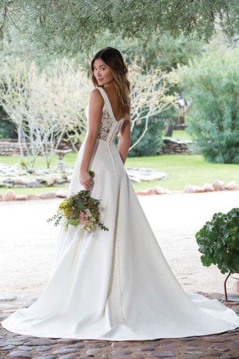 A Line V Neckline White Cheap Wedding Dresses Under 100 - Bridelily A Line V Neckline White Cheap Wedding Dresses Under 100 - Bridelily