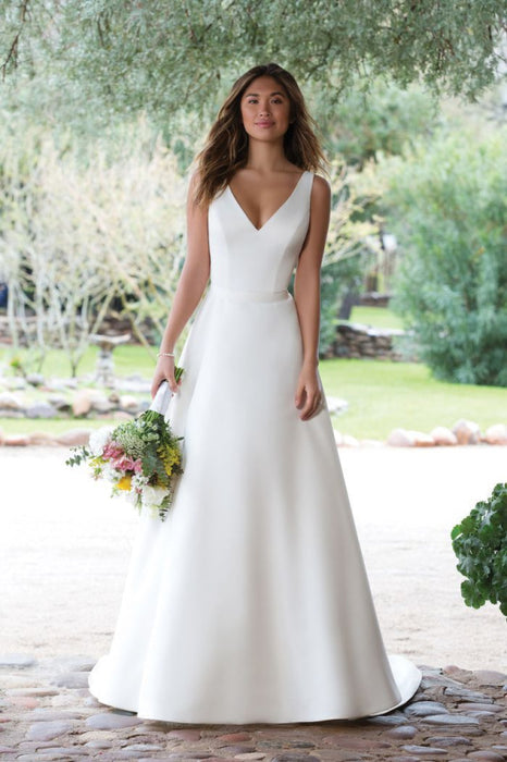 A Line V Neckline White Cheap Wedding Dresses Under 100 - Bridelily A Line V Neckline White Cheap Wedding Dresses Under 100 - Bridelily