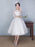A-Line Wedding Dresses Jewel Neck Tea Length Tulle Sheer Lace 3\4 Length Sleeve Casual See-Through Backless with Beading Appliques 2020 - 