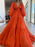 A-Line/Princess Sweep/Brush Train V-neck Long Sleeves 3D Chiffon Ruffles Dresses - Prom Dresses
