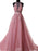 A-Line/Princess Halter Sleeveless Sweep/Brush Train Applique Tulle Dresses - Prom Dresses