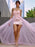 A-Line/Princess Hand-Made Flower Tulle Sleeveless Sweetheart Sweep/Brush Train Dresses - Prom Dresses