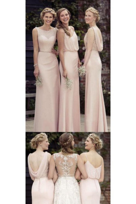 A-line/Princess Long Prom Dress Chic Chiffon Bridesmaid Dress - Bridesmaid Dresses