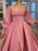 A-Line/Princess Long Sleeves Square Ruffles Satin Floor-Length Dresses - Prom Dresses