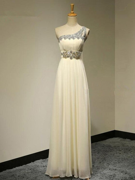 A-Line/Princess One-Shoulder Sleeveless Floor-Length Beading Chiffon Bridesmaid Dresses - Bridesmaid Dresses