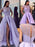 A-Line/Princess Satin Beading Scoop Short Sleeves Sweep/Brush Train Dresses - Prom Dresses