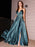 A-Line/Princess Silk like Satin V-neck Ruffles Sleeveless Floor-Length Dresses - Prom Dresses