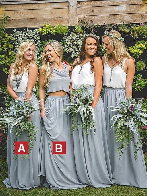 A-Line/Princess Sleeveless Floor-Length V-neck Chiffon Bridesmaid Dresses - Bridesmaid Dresses