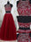A-Line/Princess Sleeveless Jewel Tulle Beading Floor-Length Two Piece Dresses - Prom Dresses
