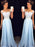 A-Line/Princess Sleeveless Sheer Neck Applique Chiffon Sweep/Brush Train Dresses - Prom Dresses