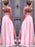 A-Line/Princess Sleeveless Straps Floor-Length Ruched Silk like Satin Dresses - Prom Dresses
