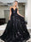 A-Line/Princess Sweep/Brush Train V-neck Sequin Sleeveless Sequins Dresses - Prom Dresses