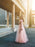 A-Line/Princess Tulle Applique Long Sleeves V-neck Floor-Length Dresses - Prom Dresses