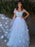 A-Line/Princess Tulle Applique Sleeveless Off-the-Shoulder Floor-Length Two Piece Dresses - Prom Dresses