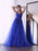 A-Line/Princess Tulle V-neck Sleeveless Applique Sweep/Brush Train Dresses - Prom Dresses