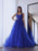 A-Line/Princess Tulle V-neck Sleeveless Applique Sweep/Brush Train Dresses - Prom Dresses