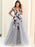 A-Line/Princess V-Neck Long Sleeves Applique Tulle Floor-Length Dresses - Prom Dresses