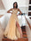 A-Line/Princess V-neck Organza Ruffles Sleeveless Sweep/Brush Train Dresses - Prom Dresses