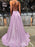 A-Line/Princess V-neck Ruffles Sleeveless Sweep/Brush Train Dresses - Prom Dresses