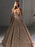 A-Line/Princess V-neck Sequins Ruffles Floor-Length Sleeveless Dresses - Prom Dresses