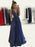 A-Line/Princess V-neck Sleeveless Floor-Length Taffeta Dresses - Prom Dresses