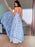 A-Line/Princess V-neck Tulle Applique Floor-Length Sleeveless Dresses - Prom Dresses