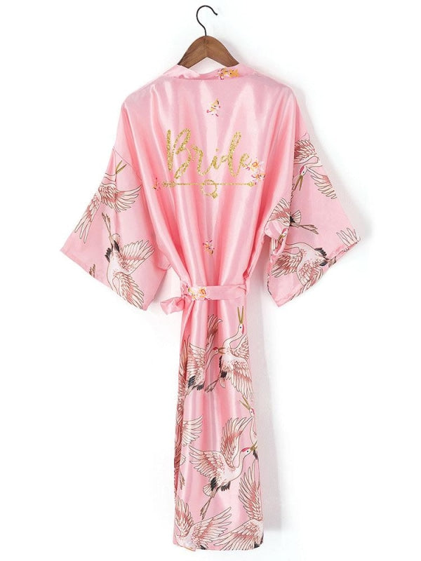 A| Personalized Bride Bridesmaid Robes Glitter Print Robes - robes