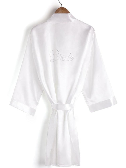 A| Personalized Rhinestone Bridesmaid & Bridal Robes - S / White - robes