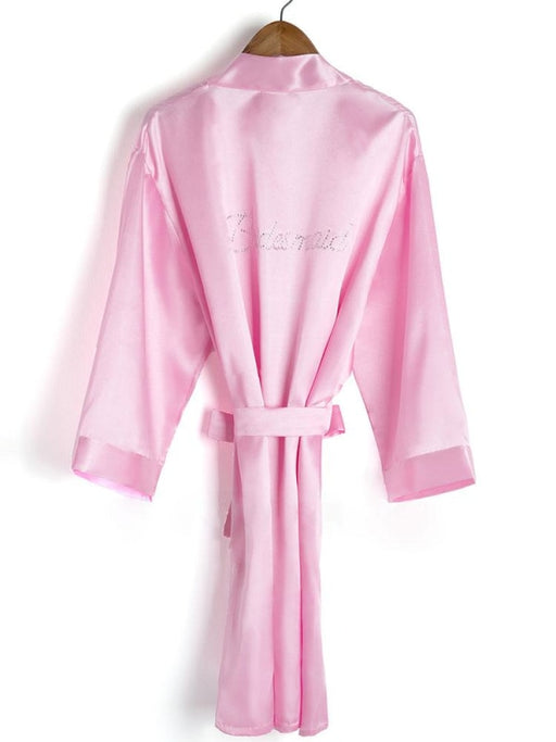 A| Personalized Rhinestone Bridesmaid & Bridal Robes - S / Candy Pink - robes