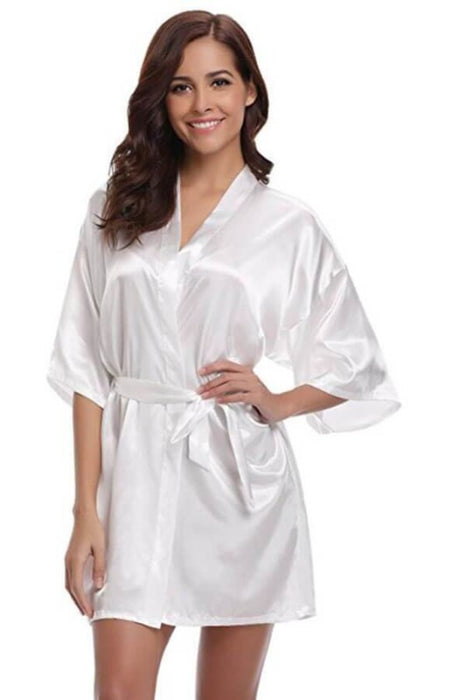 A| Silk Women Bridesmaid Robes Robes Ladies Dressing Gowns - white / S - robes