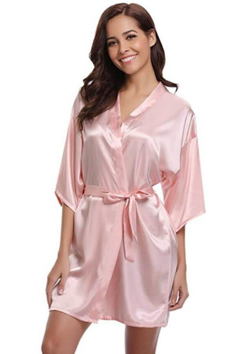A| Silk Women Bridesmaid Robes Robes Ladies Dressing Gowns - pink / S - robes