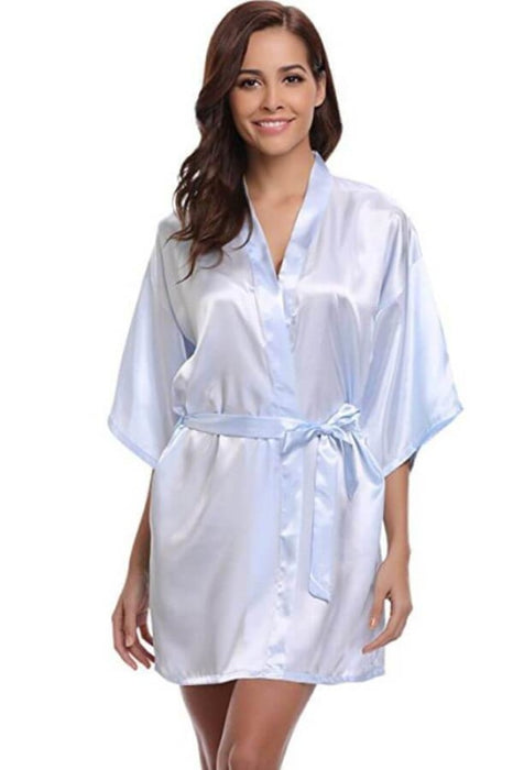 A| Silk Women Bridesmaid Robes Robes Ladies Dressing Gowns - light blue / S - robes