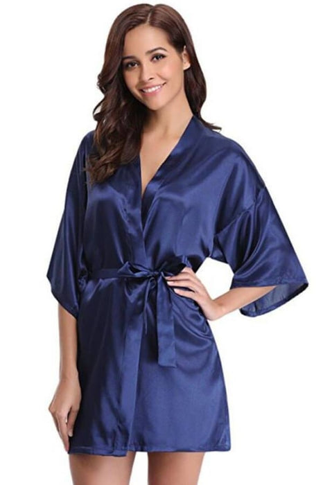 A| Silk Women Bridesmaid Robes Robes Ladies Dressing Gowns - navy / S - robes