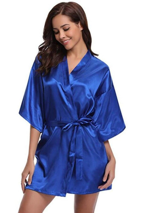 A| Silk Women Bridesmaid Robes Robes Ladies Dressing Gowns - royalblue / S - robes