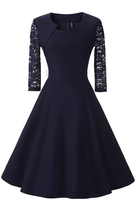 AA| Bridelily Womens Floral Lace Short Homecoming Dress - S / Dark Navy - lace dresses