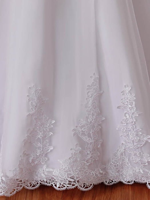 Affordable V-Neck Short Sleeves Lace Mermaid Wedding Dresses - wedding dresses