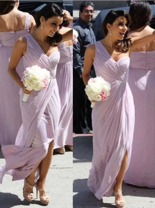 Aline Sweetheart One-shoulder Slit Chiffon Bridesmaid Dress - Bridesmaid Dresses