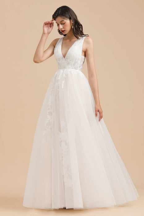 Amazing Illusion Lace Tulle A-line Wedding Dress - Wedding Dresses