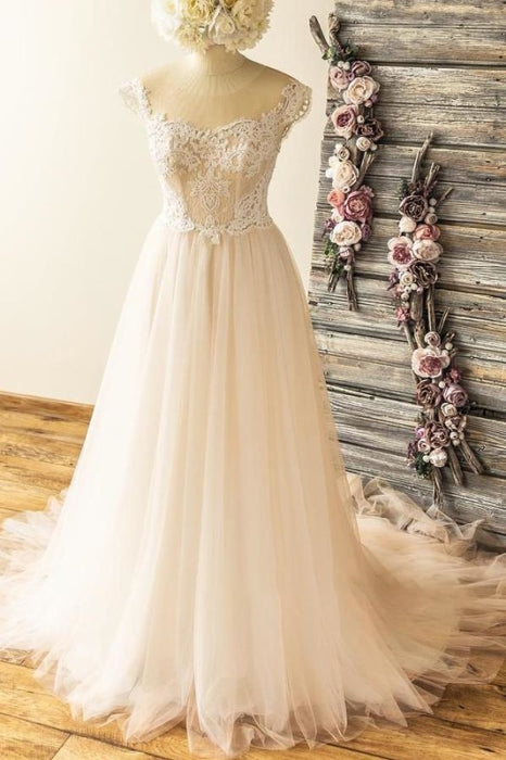 Amazing Lace Tulle A-line Court Train Wedding Dress - Wedding Dresses