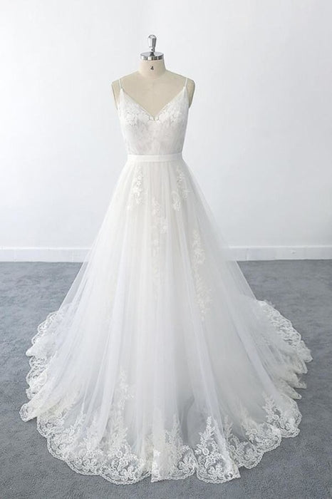 Amazing Ruffle Appliques Tulle A-line Wedding Dress - Wedding Dresses