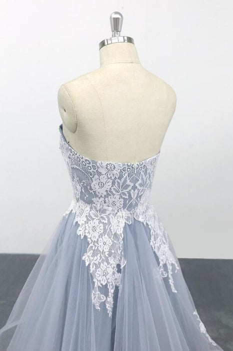 Amazing Strapless Lace Tulle A-line Wedding Dress - Wedding Dresses